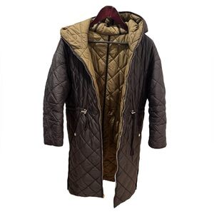 Maje Reversible long zip puffer coat